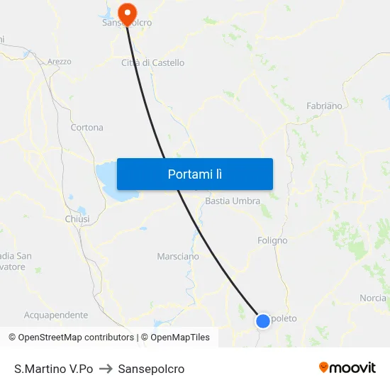 S.Martino V.Po to Sansepolcro map