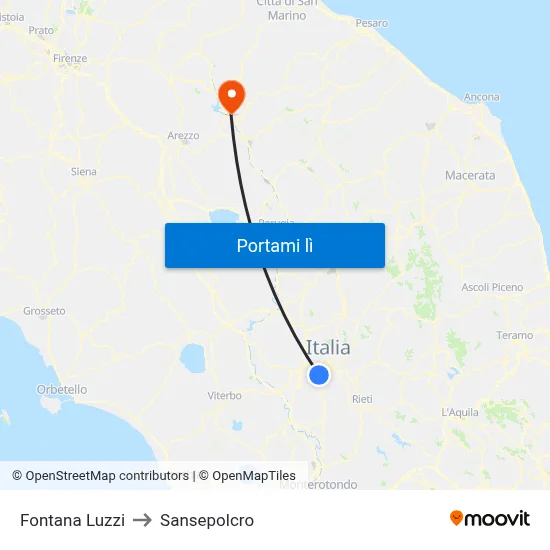 Fontana Luzzi to Sansepolcro map