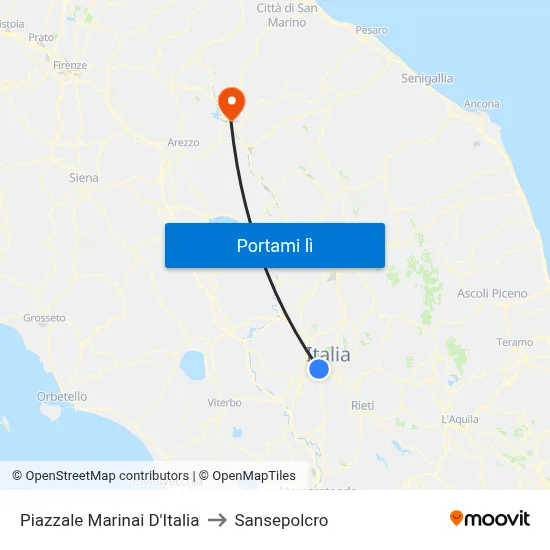 Piazzale Marinai D'Italia to Sansepolcro map