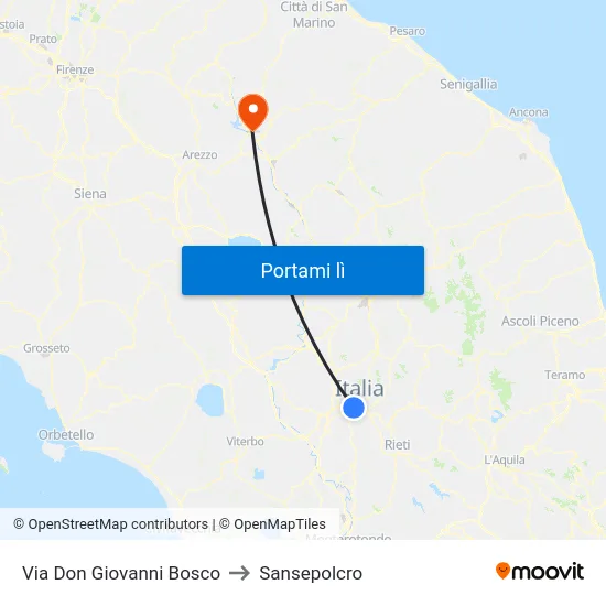 Via Don Giovanni Bosco to Sansepolcro map