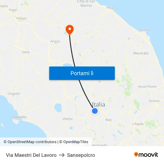 Via Maestri Del Lavoro to Sansepolcro map