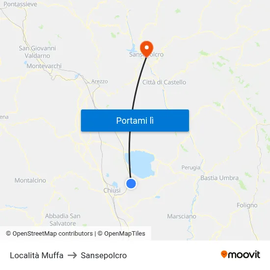 Località Muffa to Sansepolcro map
