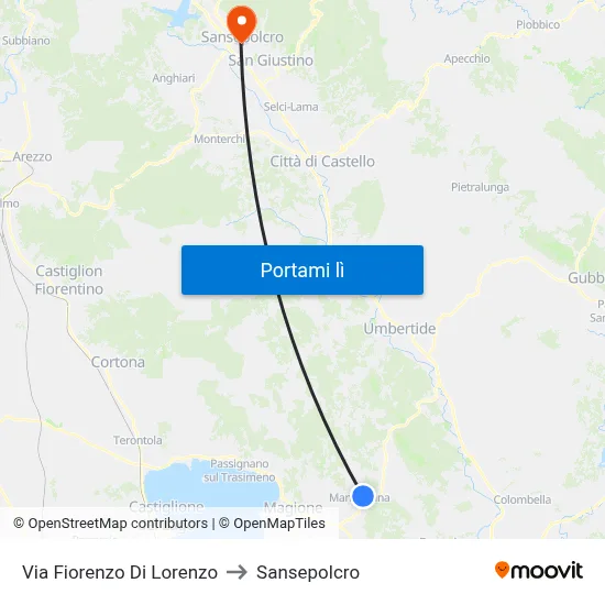 Via Fiorenzo Di Lorenzo to Sansepolcro map