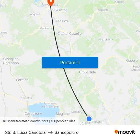 Str. S. Lucia Canetola to Sansepolcro map