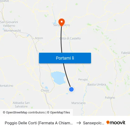 Poggio Delle Corti (Fermata A Chiamata) to Sansepolcro map