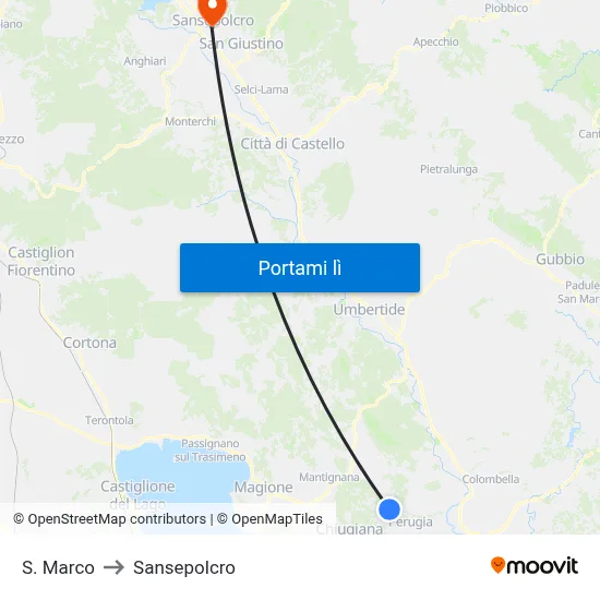 S. Marco to Sansepolcro map