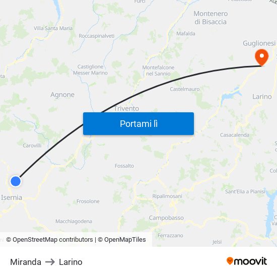 Miranda to Larino map