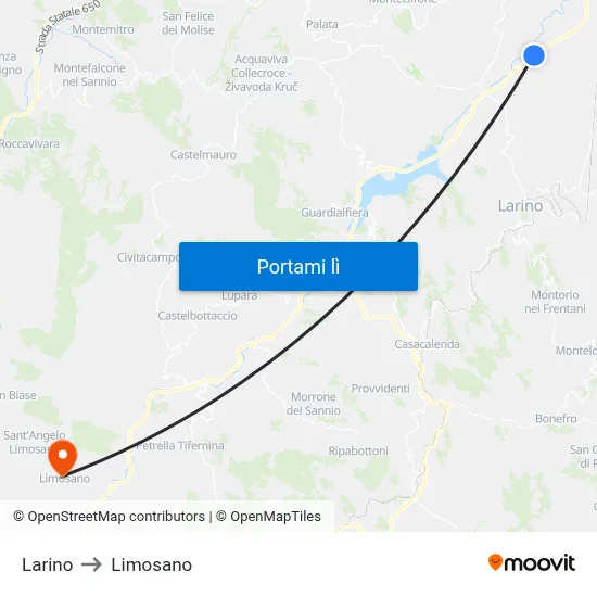 Larino to Limosano map