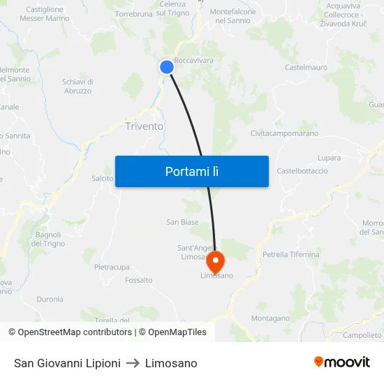 San Giovanni Lipioni to Limosano map