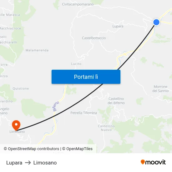 Lupara to Limosano map
