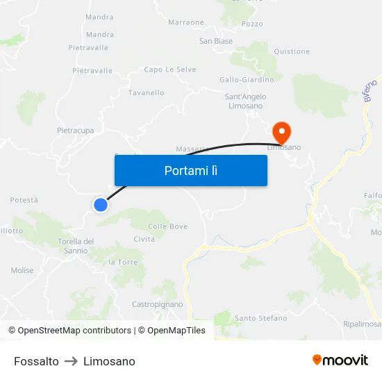 Fossalto to Limosano map