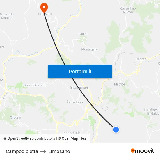 Campodipietra to Limosano map