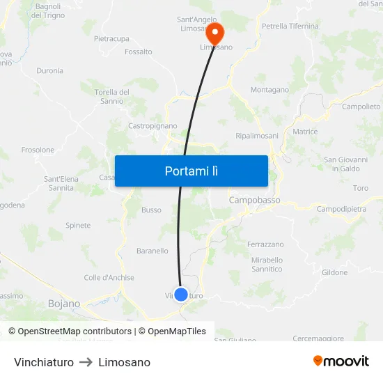 Vinchiaturo to Limosano map