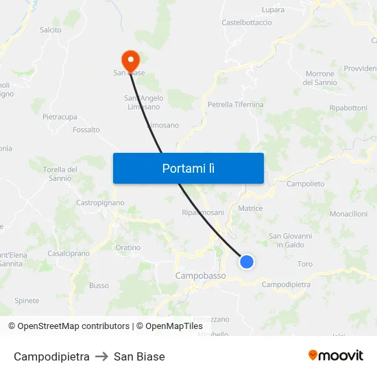 Campodipietra to San Biase map