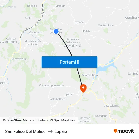 San Felice Del Molise to Lupara map