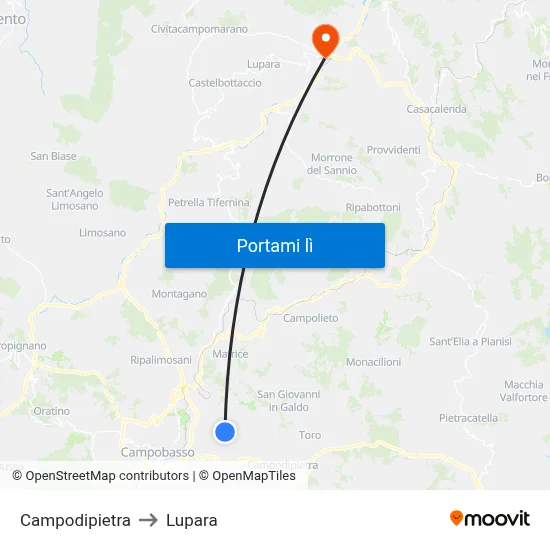 Campodipietra to Lupara map