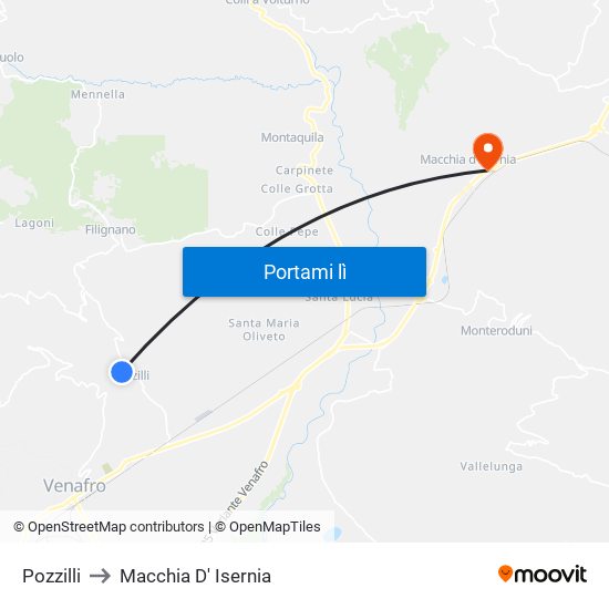 Pozzilli to Macchia D' Isernia map