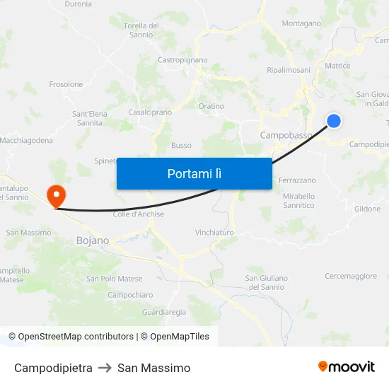 Campodipietra to San Massimo map