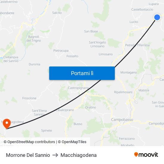 Morrone Del Sannio to Macchiagodena map