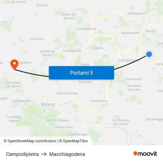 Campodipietra to Macchiagodena map