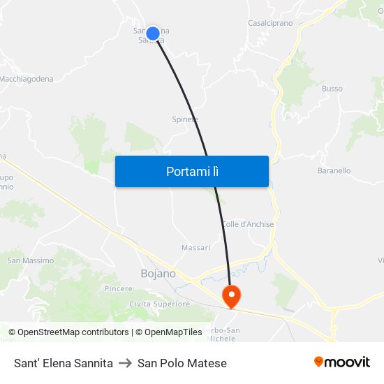 Sant' Elena Sannita to San Polo Matese map