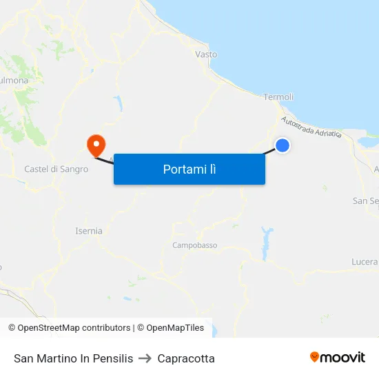 San Martino In Pensilis to Capracotta map