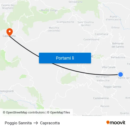 Poggio Sannita to Capracotta map