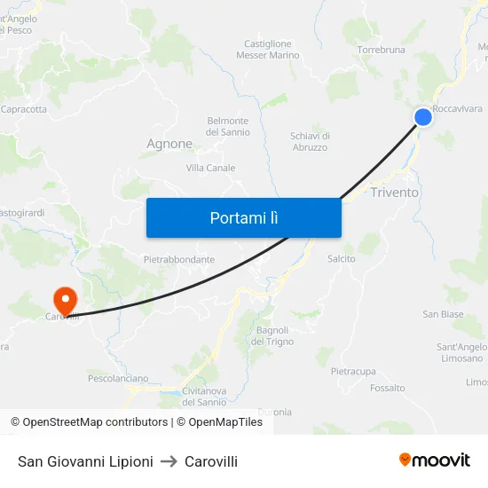 San Giovanni Lipioni to Carovilli map
