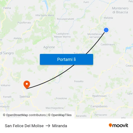 San Felice Del Molise to Miranda map