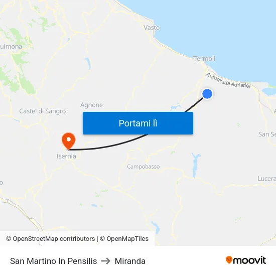 San Martino In Pensilis to Miranda map
