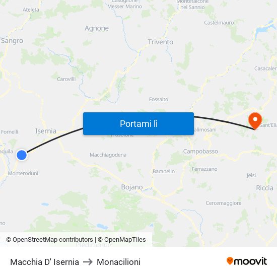 Macchia D' Isernia to Monacilioni map