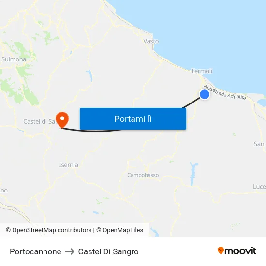 Portocannone to Castel Di Sangro map