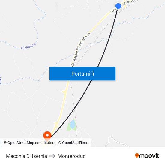 Macchia D' Isernia to Monteroduni map