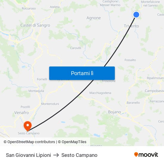 San Giovanni Lipioni to Sesto Campano map