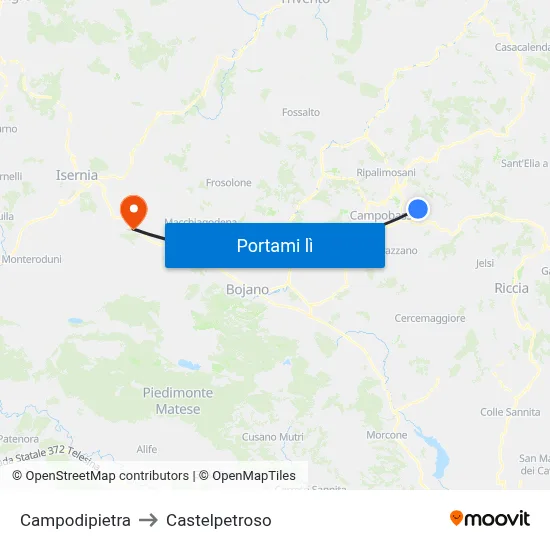 Campodipietra to Castelpetroso map