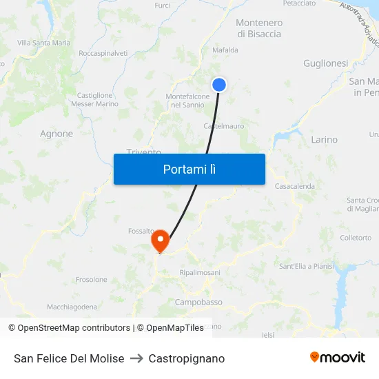 San Felice Del Molise to Castropignano map