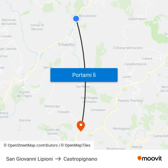 San Giovanni Lipioni to Castropignano map