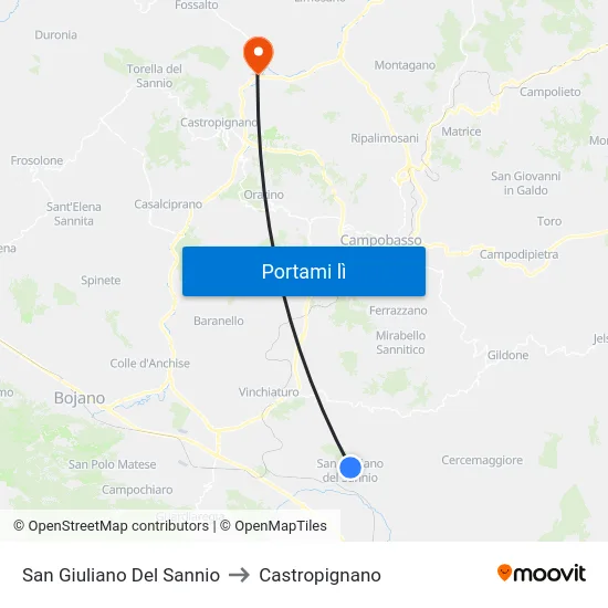 San Giuliano Del Sannio to Castropignano map