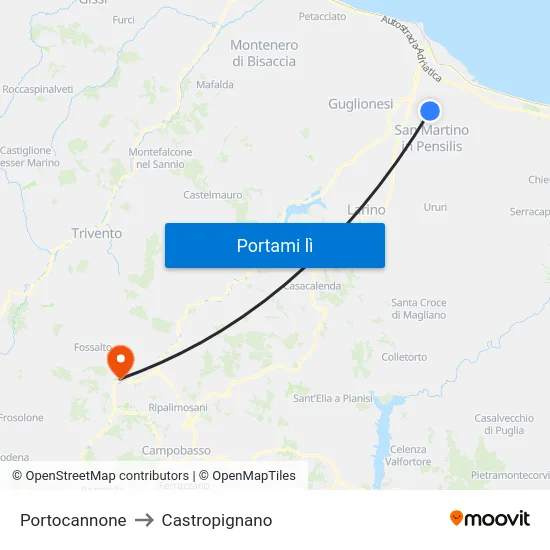 Portocannone to Castropignano map