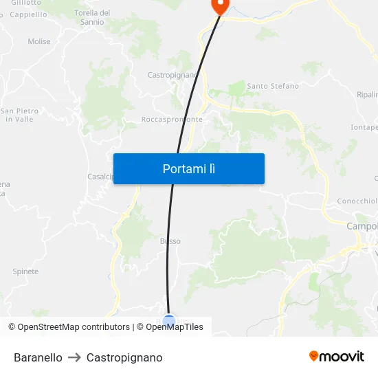 Baranello to Castropignano map