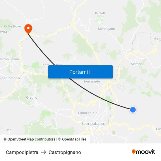 Campodipietra to Castropignano map