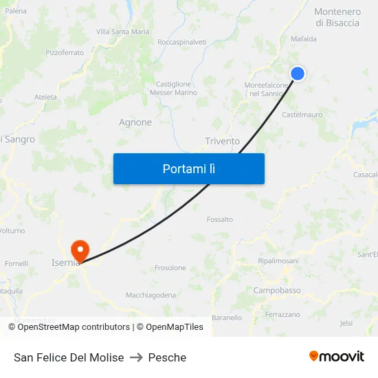 San Felice Del Molise to Pesche map