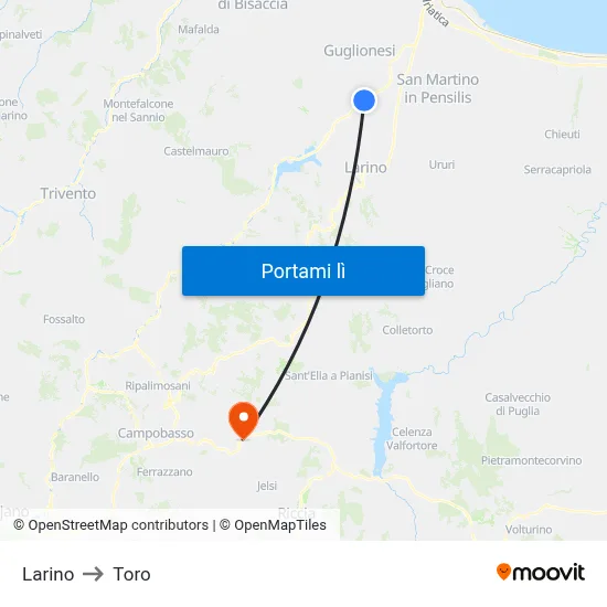 Larino to Toro map