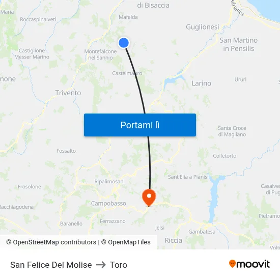 San Felice Del Molise to Toro map