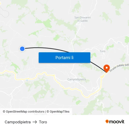 Campodipietra to Toro map