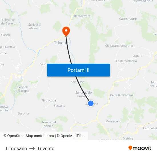 Limosano to Trivento map