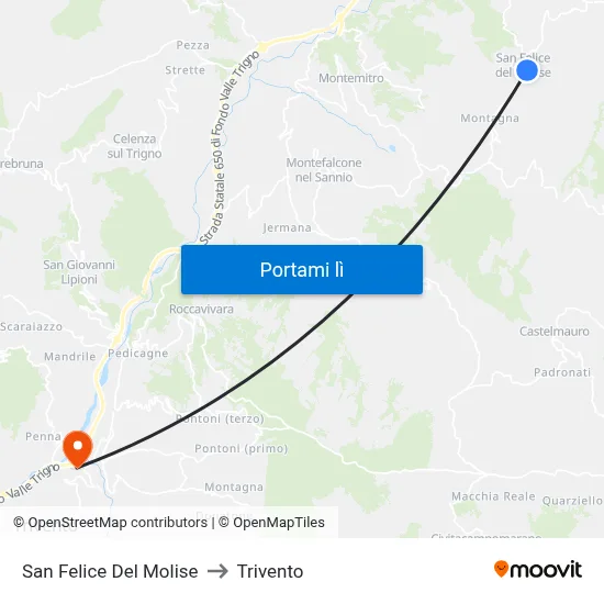 San Felice Del Molise to Trivento map