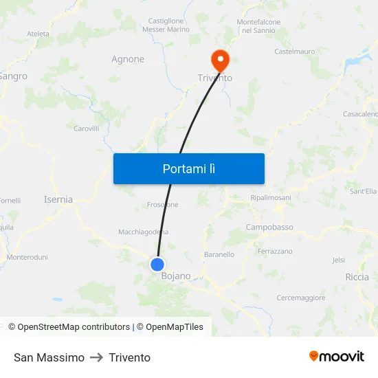 San Massimo to Trivento map