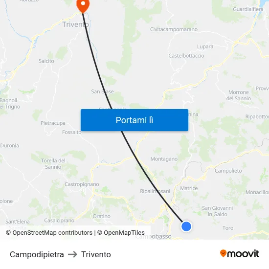 Campodipietra to Trivento map