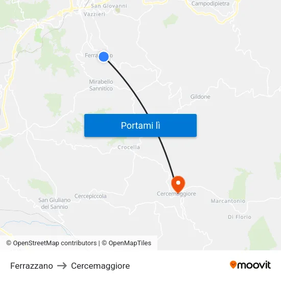 Ferrazzano to Cercemaggiore map
